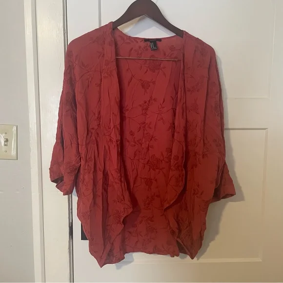 Forever 21 Sweaters Floral Embroidered Kimono Cardigan Poshmark